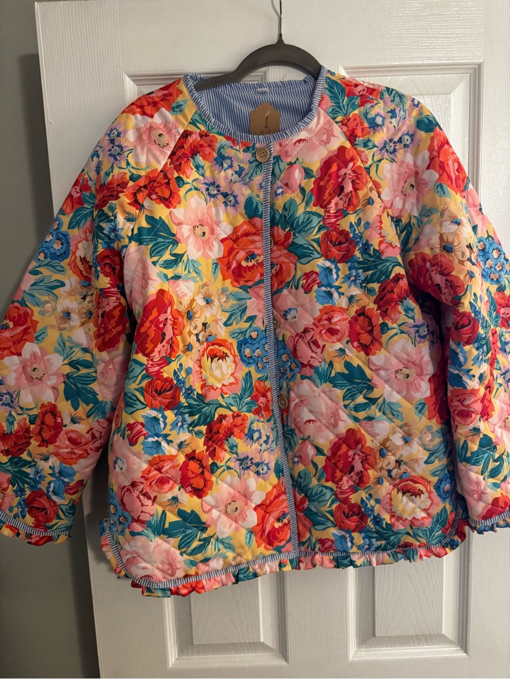 Colorful Floral Quilted Jacket - Bright Multicolor - Picture 2 of 3